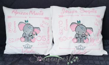 Geburtskissen Elefant Rosa